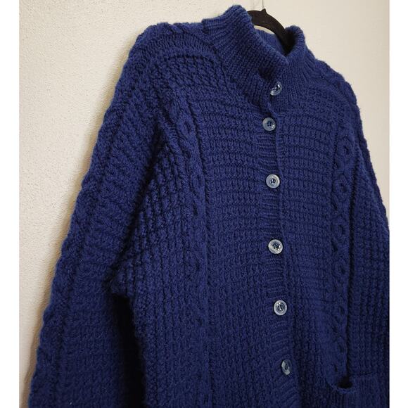 Vintage Handmade Sweater Cardigan Grandma Grandpa Cable Knit VTG Shirt - Picture 2 of 4